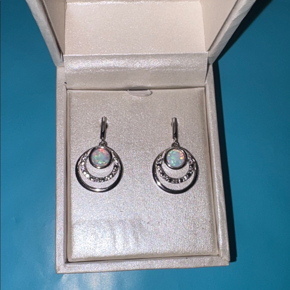 Sterling Silver and lab created White Sapphire earrings NWT